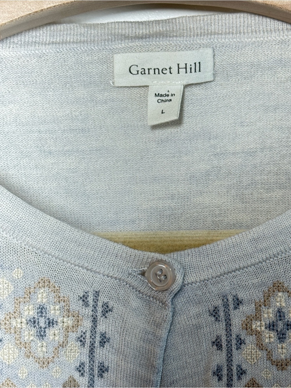 Garnet Hill 100% Merino Wool Embroidered Cardigan Sweater L - Picture 3 of 10